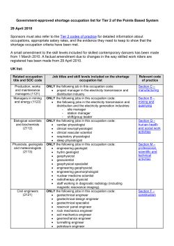 Government-approved shortage occupation list for Tier 2 of the