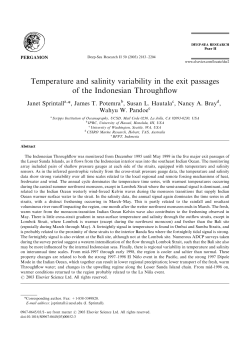 Temperature and salinity variability in the exit passages of the