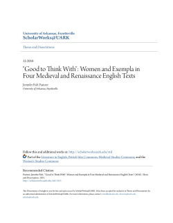 "Good to Think With": Women and Exempla in Four Medieval and