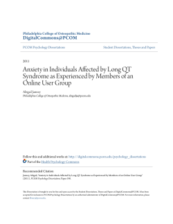 Anxiety in Individuals Affected by Long QT Syndrome as