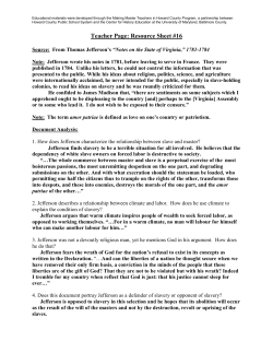 From Jefferson`s `Notes on the State of Virginia`