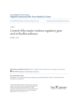 Control of the master virulence regulatory gene atxA in Bacillus