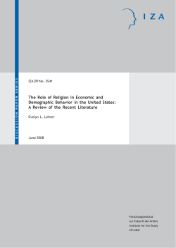 The Role of Religion in Economic and Demographic Behavior