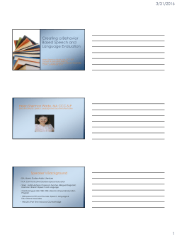 Creating a Behavior Based Speech and Language Evaluation