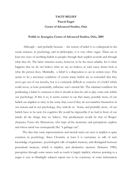 TACIT BELIEF Pascal Engel Center of Advanced Studies, Oslo