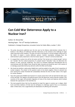 Can Cold War Deterrence Apply to a Nuclear Iran?