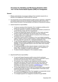 Procedure for Admitting and Monitoring Students within Tier 4 of the