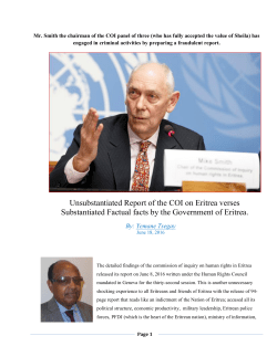 Unsubstantiated Report of the COI on Eritrea verses Substantiated