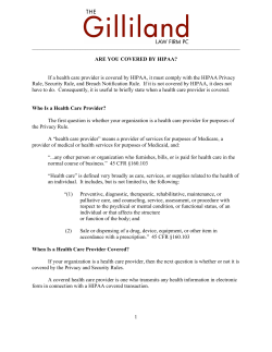ARE YOU COVERED BY HIPAA