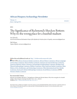 The Significance of Richmond`s Shockoe Bottom