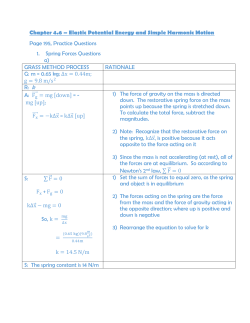 Chapter 4.6 &ndash; Elastic Potential Energy and Simple Harmonic Motion