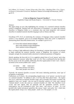 On Bulgarian Numeral Classifiers - Arca