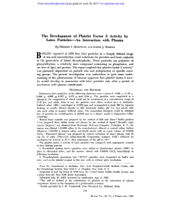 The Development of Platelet Factor 3 Activity by