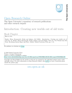 Introduction: Creating new worlds out of old texts