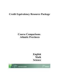 Course Comparisons Atlantic Provinces