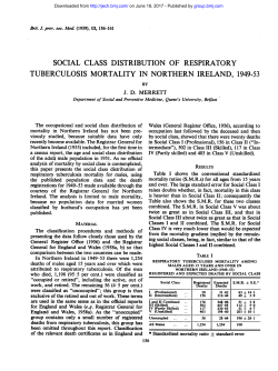social class distribution of respiratory tuberculosis mortality in