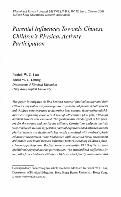 Parental Influences Towards Chinese Children s Physical Activity
