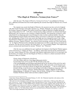 Addendeum to Was Hugh de Whelock a Norman from France