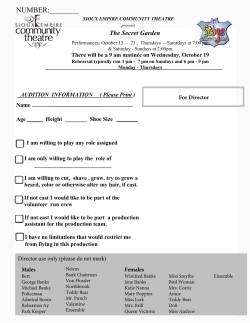 Audition form for Secret Garden - Sioux Empire Community Theatre