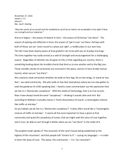 November 27, 2016 Advent 1 - Magnolia United Church of Christ