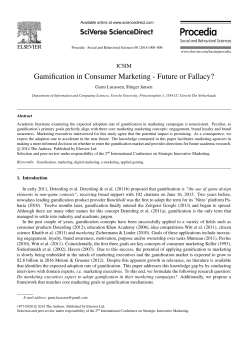 Gamiﬁcation in Consumer Marketing