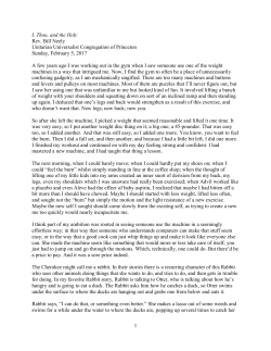 1 I, Thou, and the Holy Rev. Bill Neely Unitarian Universalist