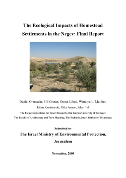 The Ecological Impacts of Homestead Settlements in the Negev
