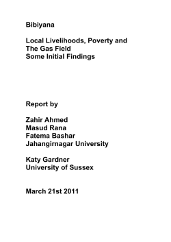 Bibiyana Local Livelihoods, Poverty and The Gas Field Some Initial
