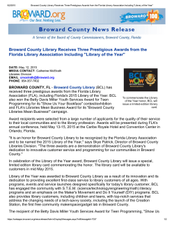 Broward County Library Receives Three Prestigious Awards from