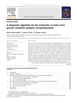A diagnostic algorithm for the evaluation of early onsetgenetic