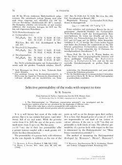 Selective permeability of the rocks with respect to ions