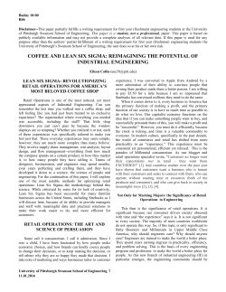 coffee and lean six sigma: reimagining the potential of industrial