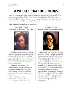 a word from the editors - The Journal of Multimodal Rhetorics
