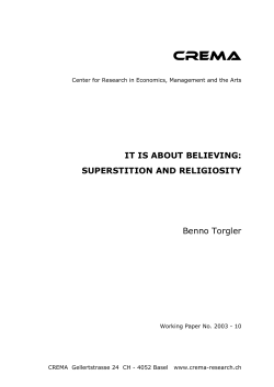 IT IS ABOUT BELIEVING: SUPERSTITION AND RELIGIOSITY