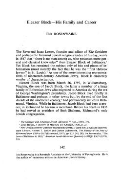 Eleazer Block-His Family and Career