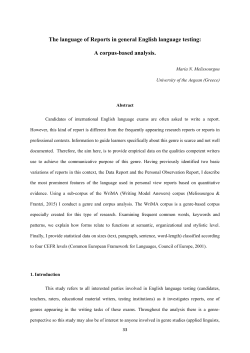 The language of Reports in general English language testing: A