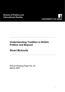 Understanding Tradition - School of Politics and International Studies