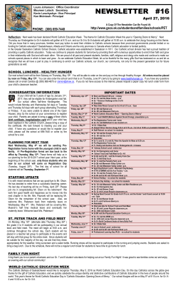 newsletter #16 - Greater Saskatoon Catholic Schools