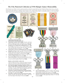 The Fritz Pasternek Collection of 1936 Olympic