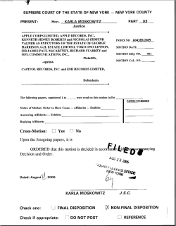 Cross-Motion: 0 Yes n No - New York State Unified Court System