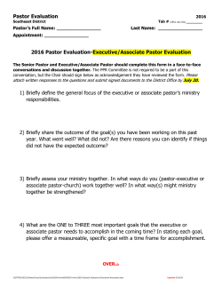Pastor Evaluation 2016 Pastor Evaluation-Executive