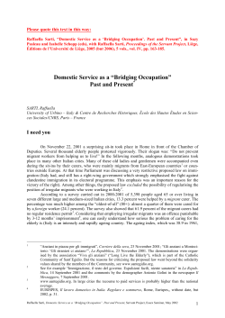 Domestic Service as a &ldquo;Bridging Occupation&rdquo; Past and Present*