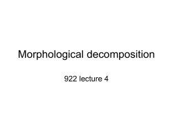 Morphological processing - Gonda Multidisciplinary Brain Research