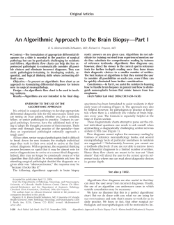 An Algorithmic Approach to the Brain Biopsy&mdash;Part I