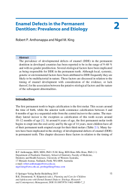 Enamel Defects in the Permanent Dentition: Prevalence