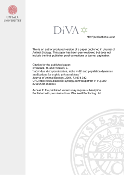 Individual diet specialization, niche width and population