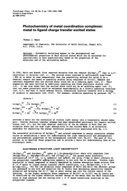 Photochemistry of metal coordination complexes: metal