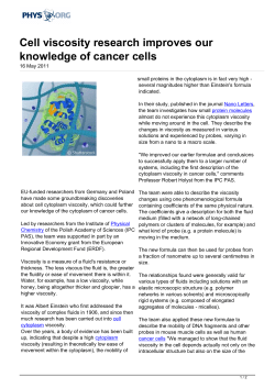 Cell viscosity research improves our knowledge of cancer
