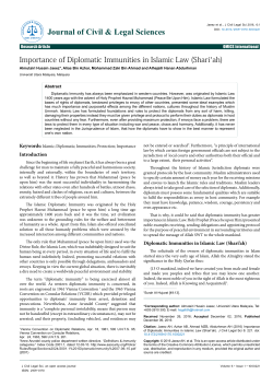 Importance of Diplomatic Immunities in Islamic Law (Shari`ah)