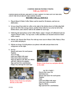 COFFEE HOUR INSTRUCTIONS